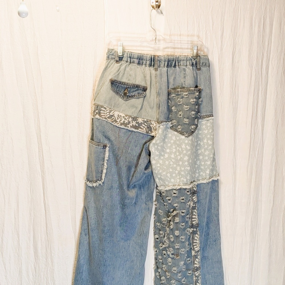 Darla Denim Mixed Media Jeans by POL Small Funky Roomy Fit Quirky - Picture 2 of 14